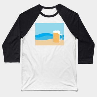 Beer glass on Brown sand and Blue sea background Baseball T-Shirt